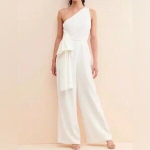 C/MEO Collective Show Them the Shoulder Jumpsuit Ivory Size S
